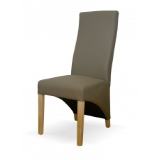 Wave Mushroom Leather Oak Dining Chair